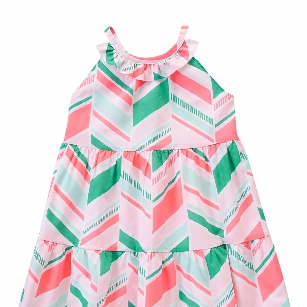 Gymboree Tiered Trapeze Dress Coral Mint‎ 7 NWT